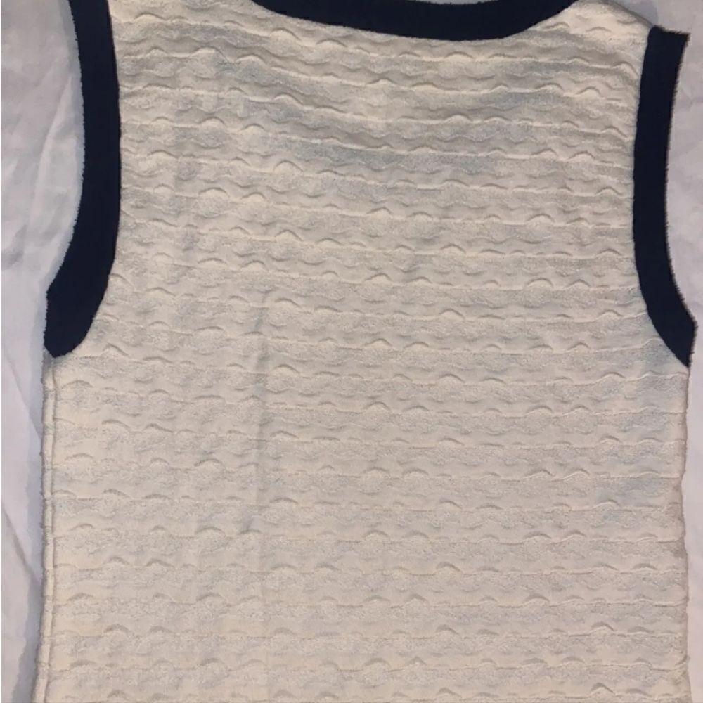 🔥SALE🔥 AUTHENTIC CHANEL CREAM RUFFLE BLACK SLEEVELESS MINI DRESS SIZE 38 - Picture 6 of 13